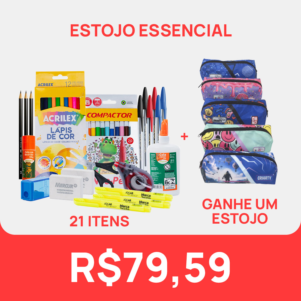 Kit Estojo Essencial - Material Escolar